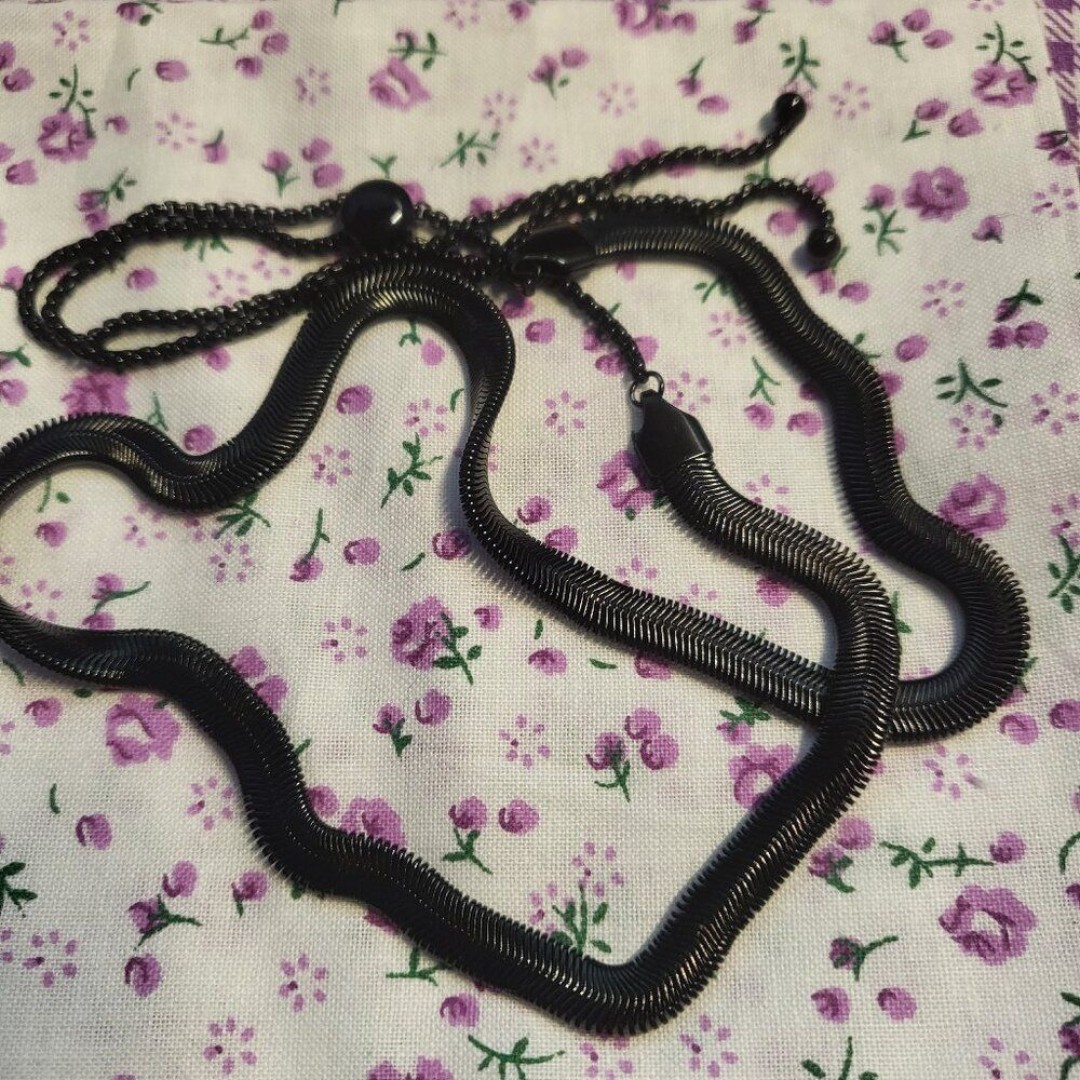 Black Snake Chain Bolo Necklace