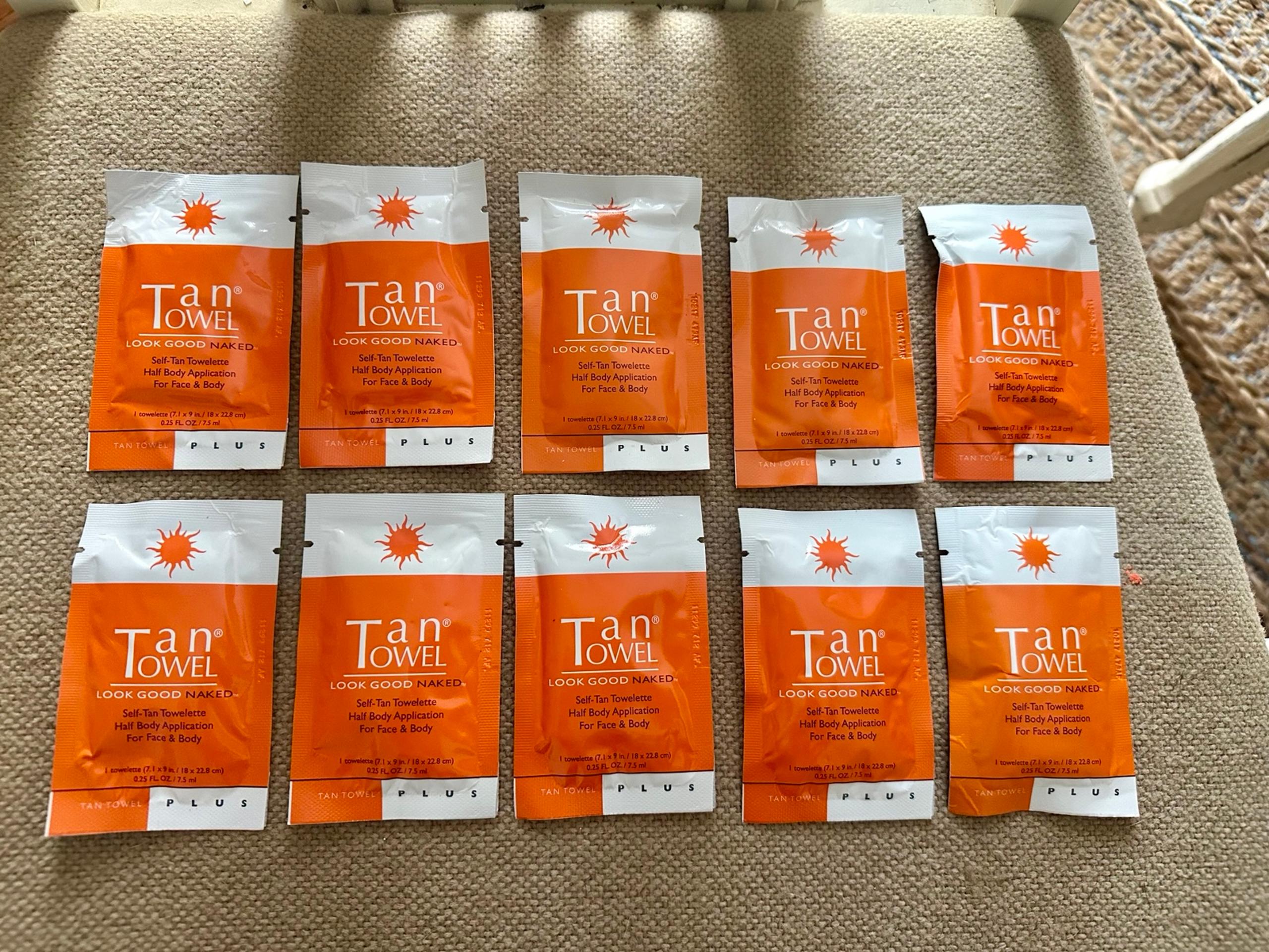10 Tan Towel Self-Tan PLUS Towelettes Full Body Application For Face & Body~NEW~