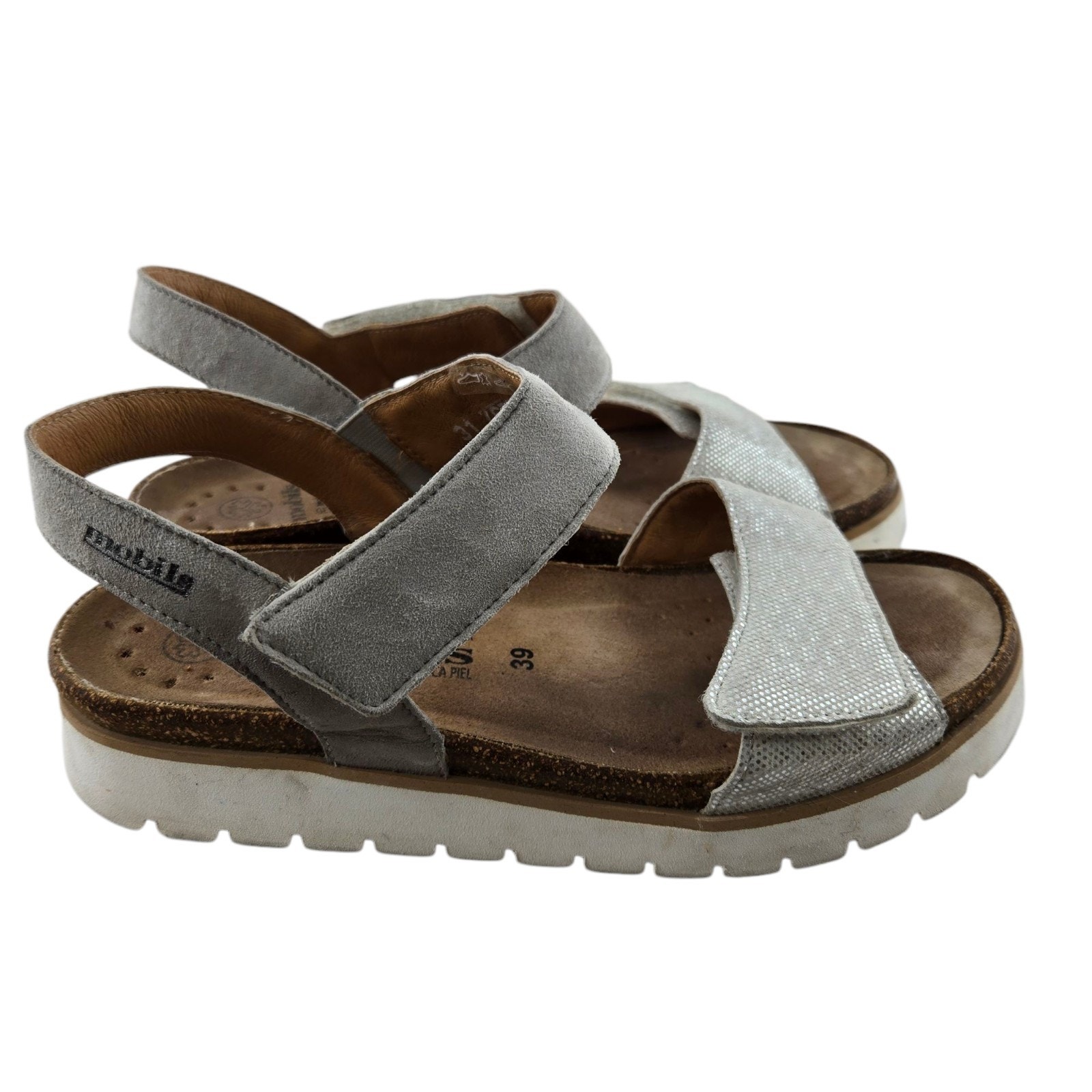 Mephisto Mobils Sandals Womens 9 39 Thelma Light Gray Silver Slingback Comfort