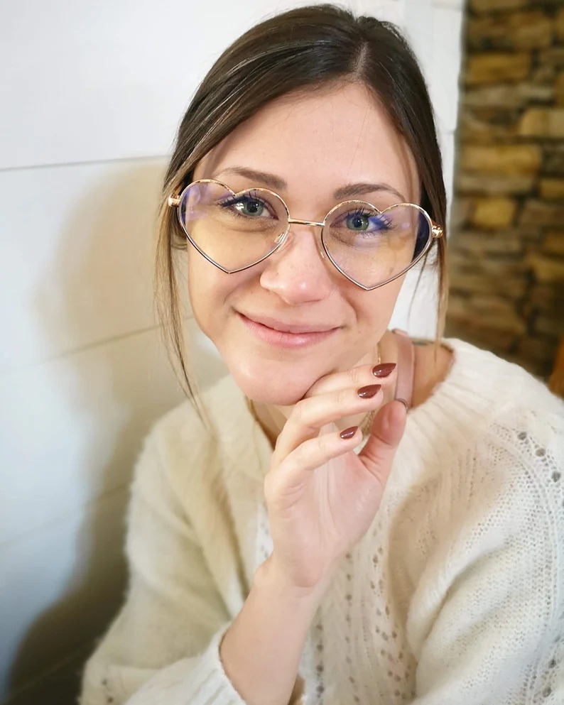 Gold Heart Shaped Computer Glasses