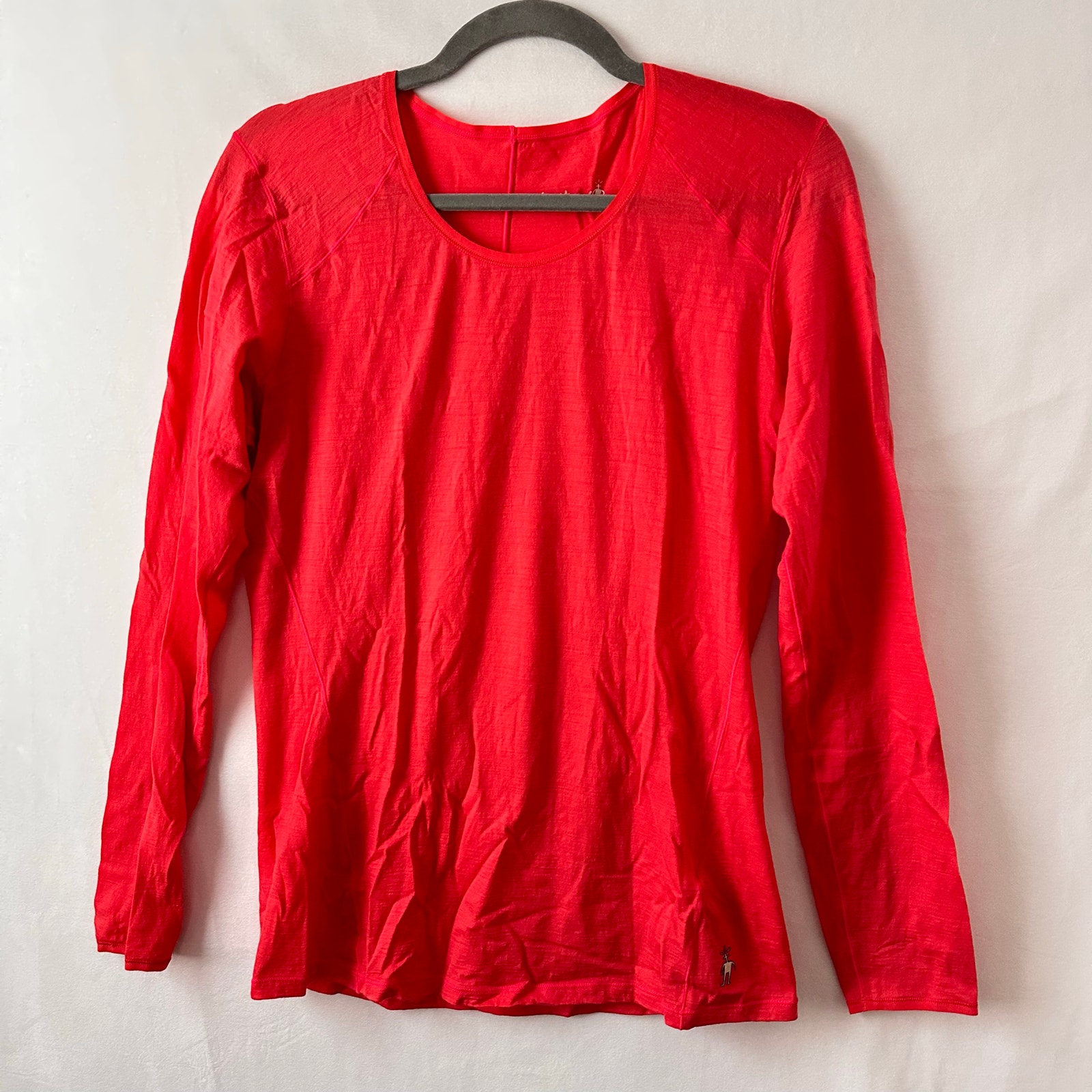 Smartwool womens 100% Merino Wool Long Sleeve Base Layer Shirt Neon Orange L