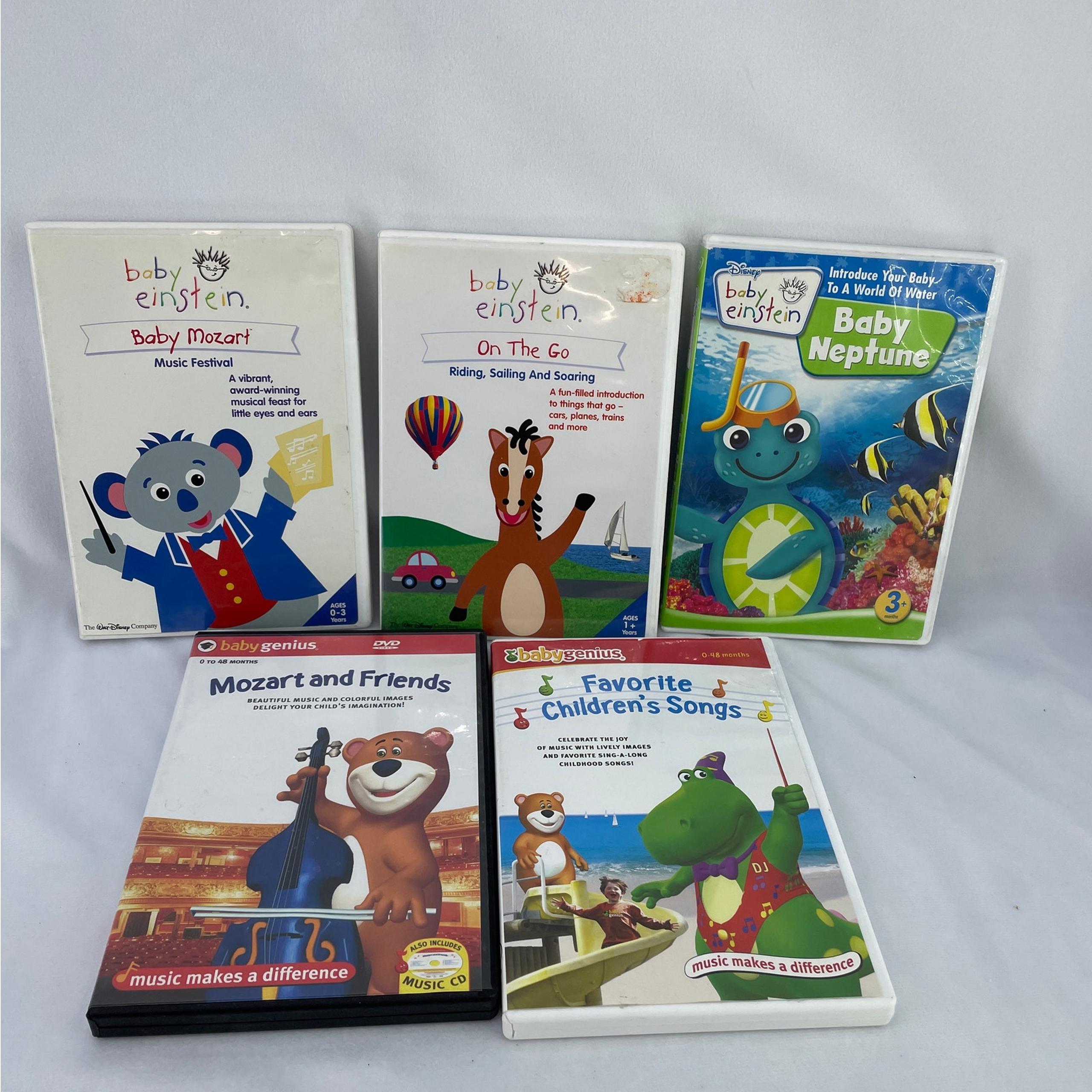 Baby Einstein  & Baby Genius DVDs Lot of 5 Mozart On the Go Neptune Songs