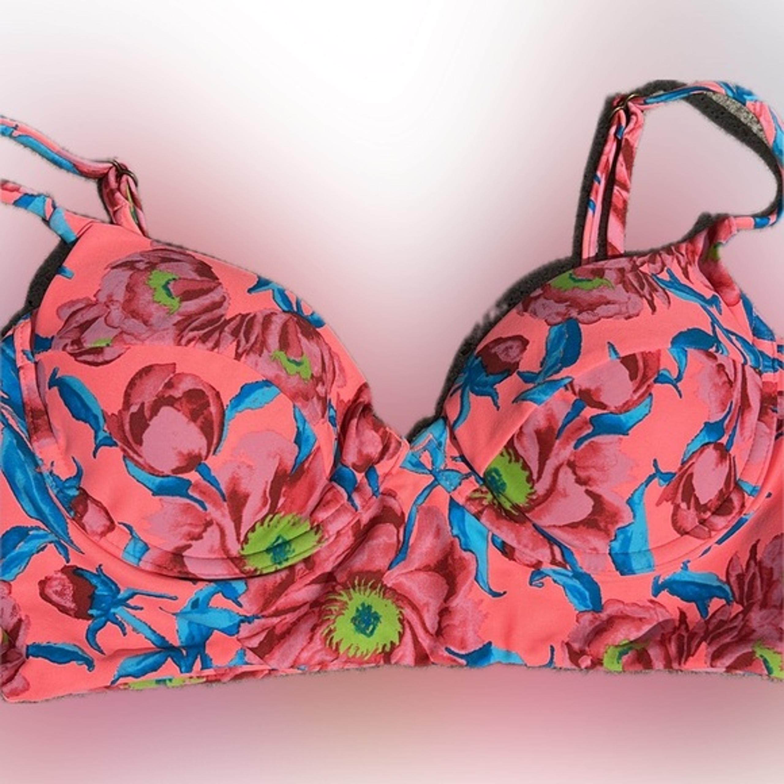 Tori Praver swimwear bikini top small S floral swim bright mango
