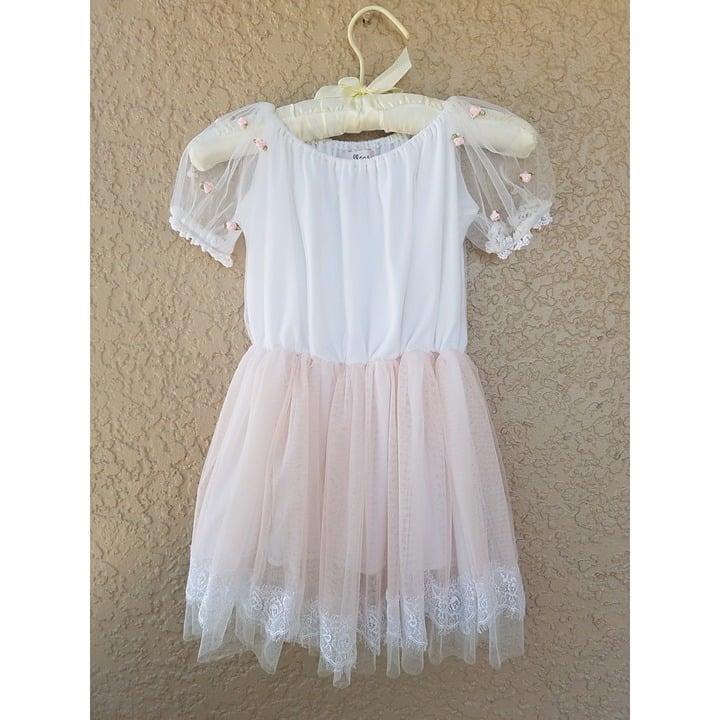 Beautiful DOLLCAKE pink & white SWOON vintage style dress size 6 - EUC!