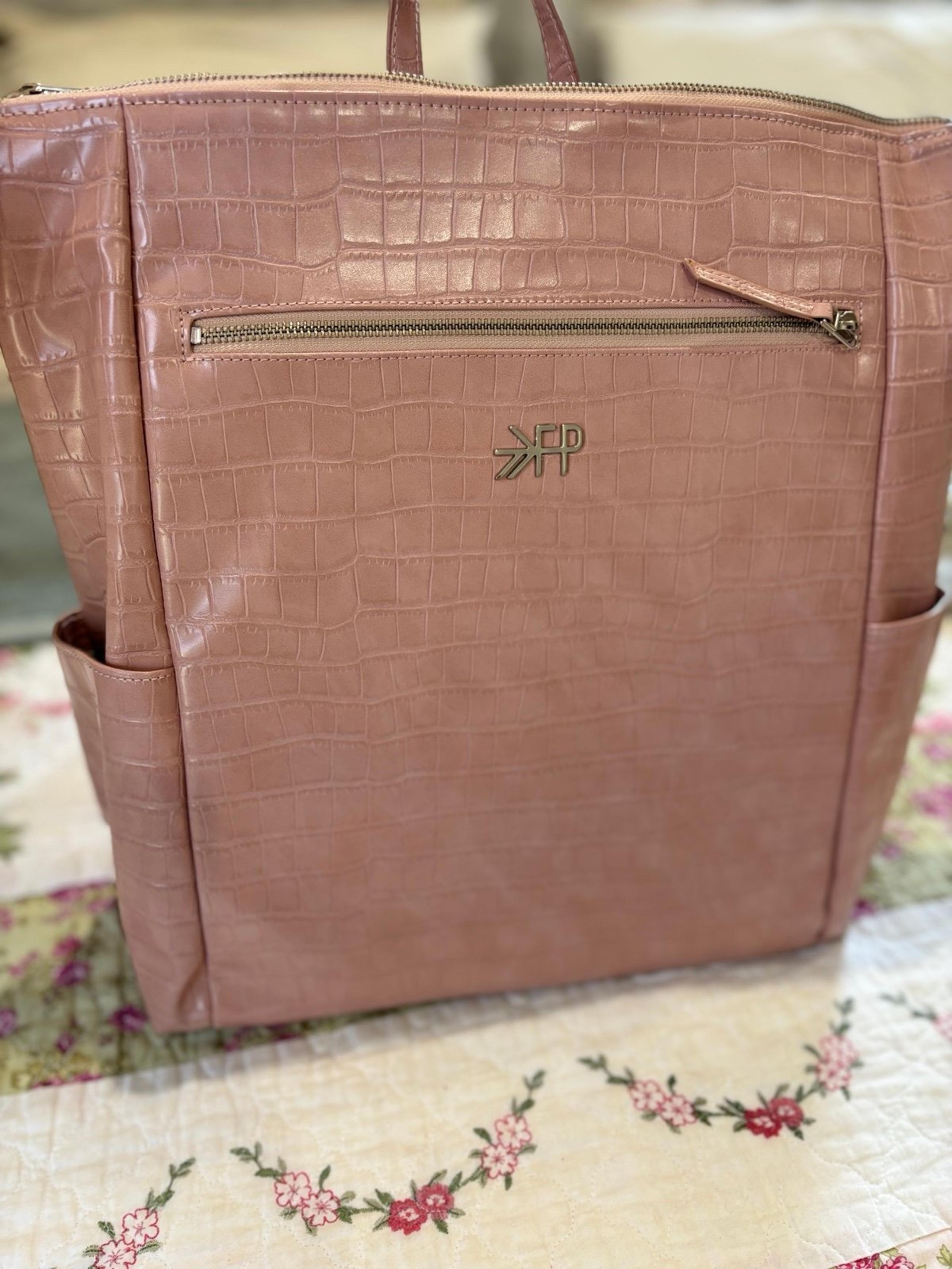 Freshly Picked blush pink croc diaper backpack
