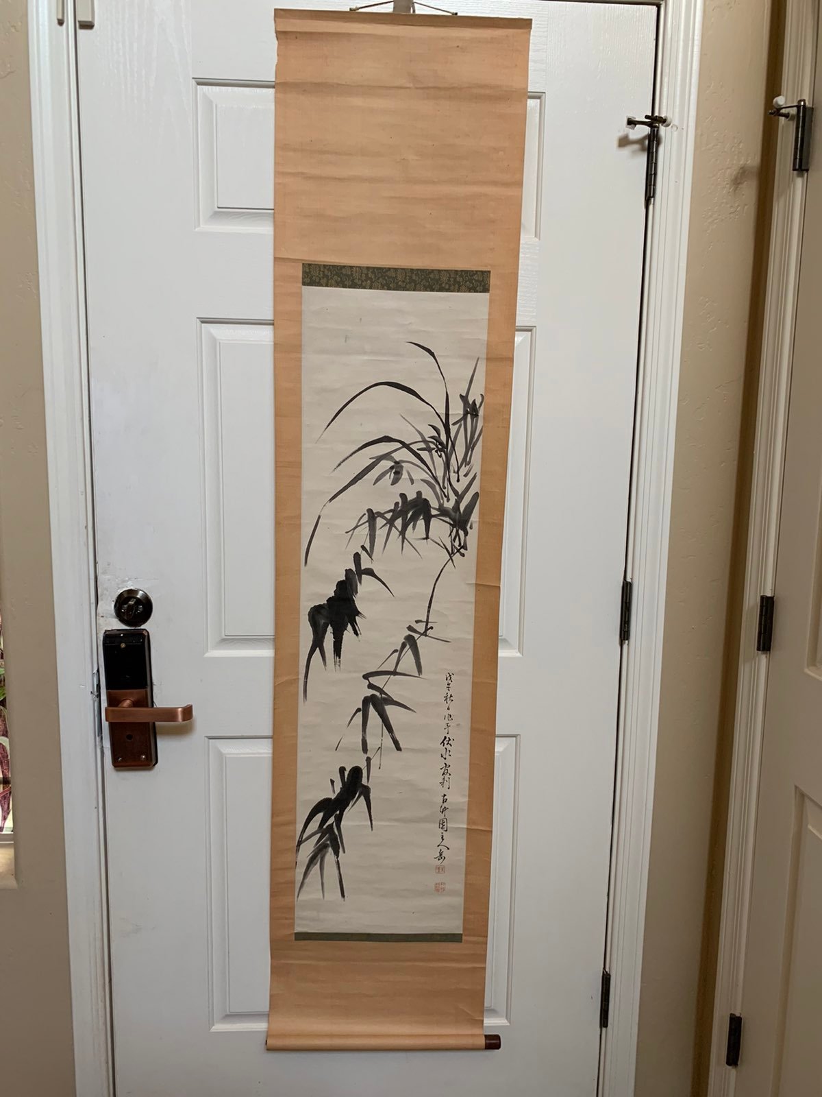 Chinese antique hand-painted bamboo pain
