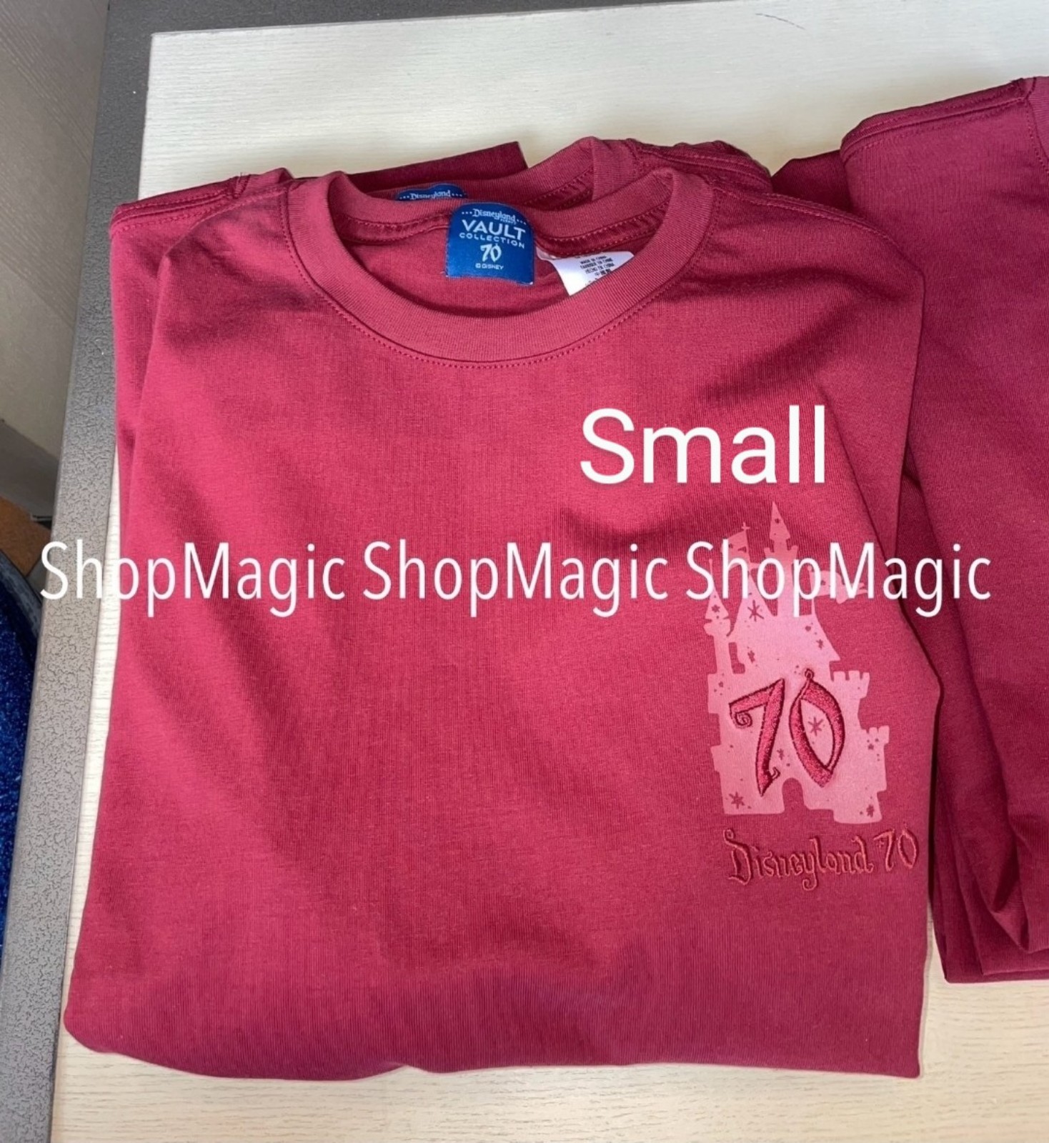 Disney Parks Disneyland 70th Anniversary Castle Red T-Shirt