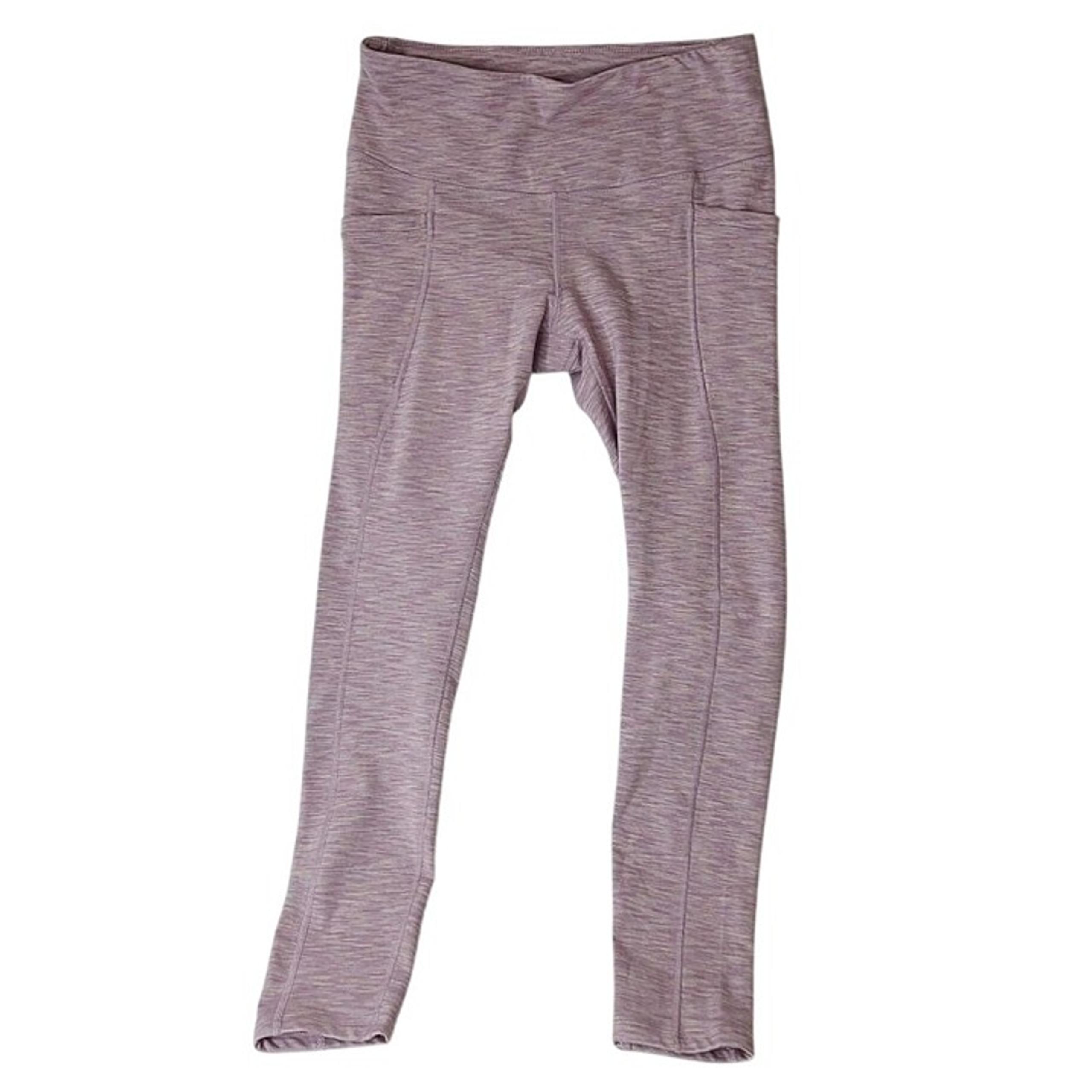 Apana Womens High-Waist Stretch Sports Leggings  Side Pockets Size L Light Pink