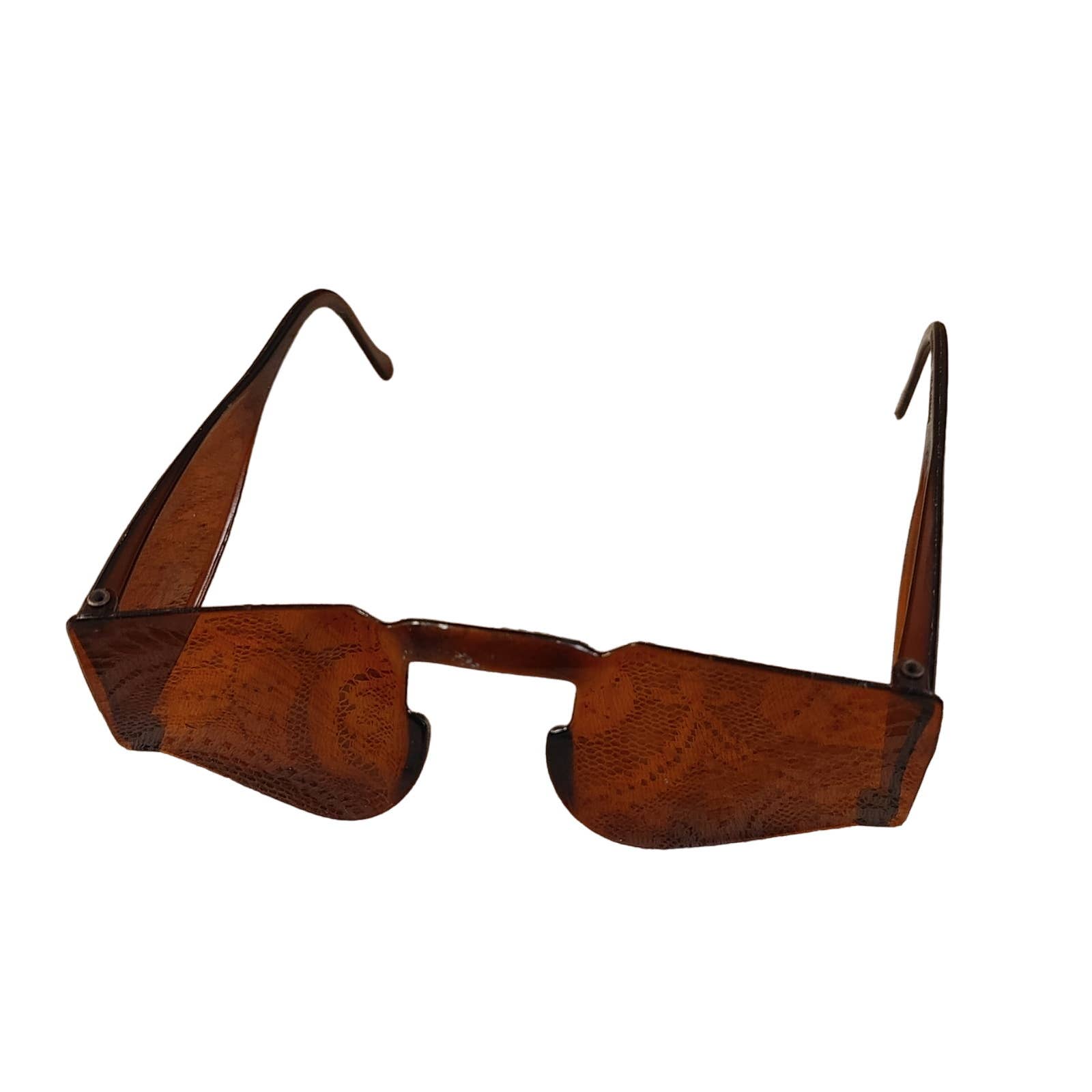 Amber Plastic Sunglasses Celluloid USA 1960's Vintage Unique Free Shipping!