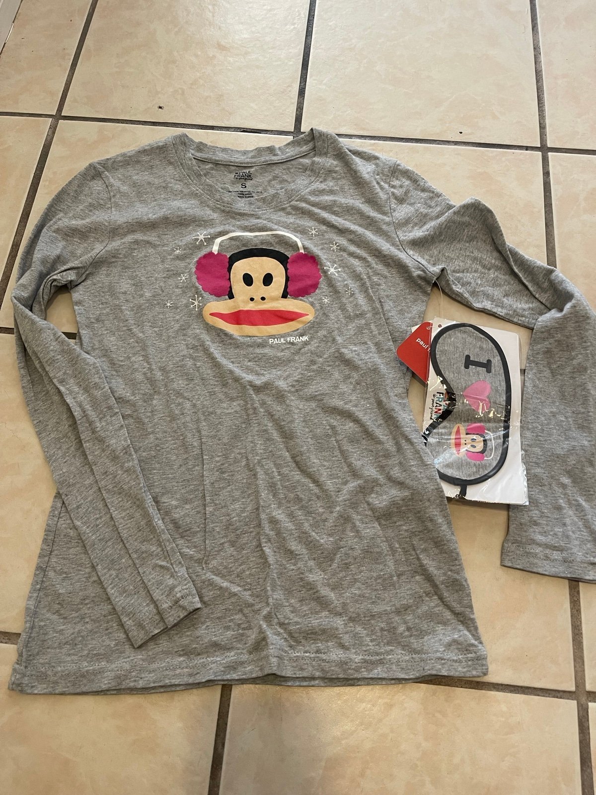 Paul Frank women’s long sleeve sleep shirt grey Small