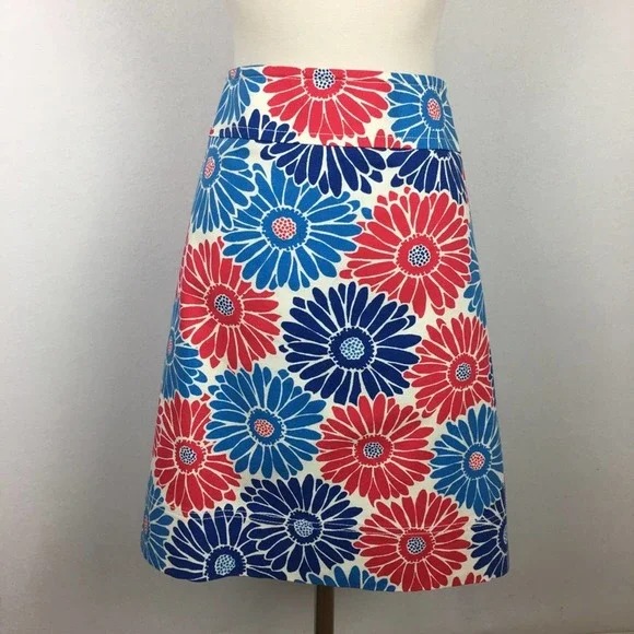 Red and Blue Floral Skirt 16