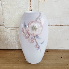 Vintage Bing & Grondahl Vase White Pink Flowers