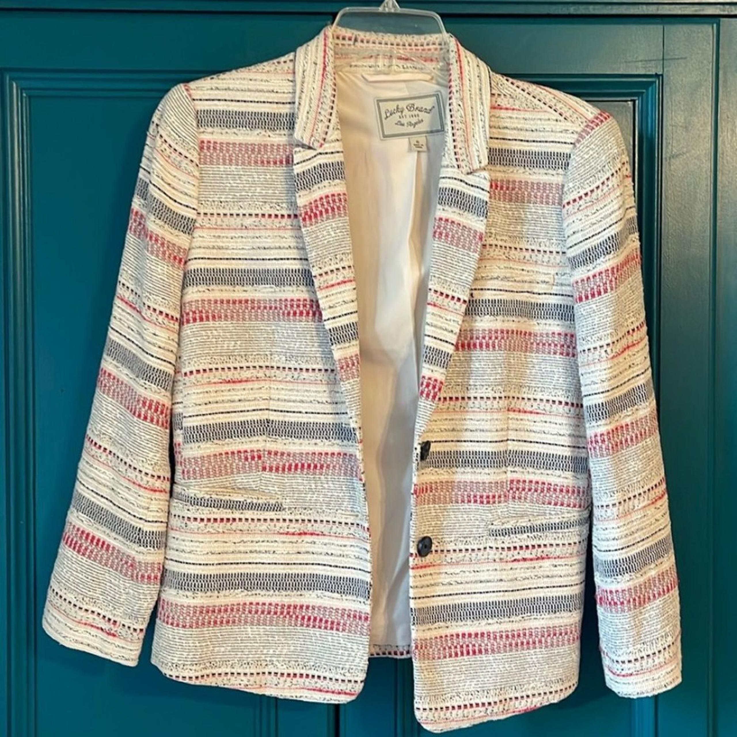 Lucky Brand Striped Blazer Jacket Fully Lined sz 6