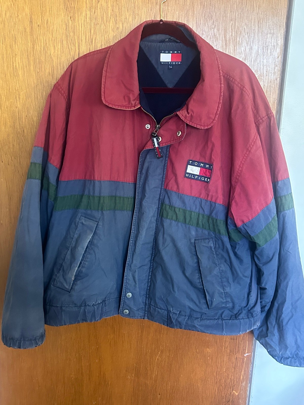 Vintage 1990s Tommy Hilfiger Jacket Maritime Flag Sailing Distressed Large