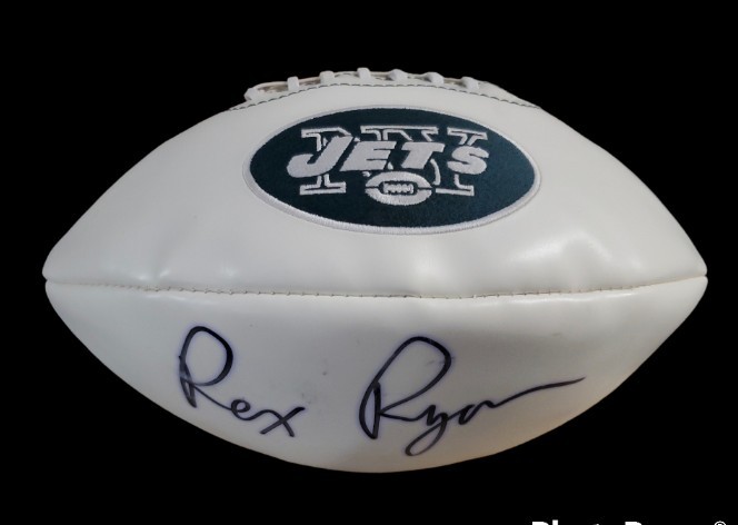 REX RYAN AUTHENTIC HAND SIGNED AUTOGRAPHED NEW YORK JETS LOGO FOOTBAL