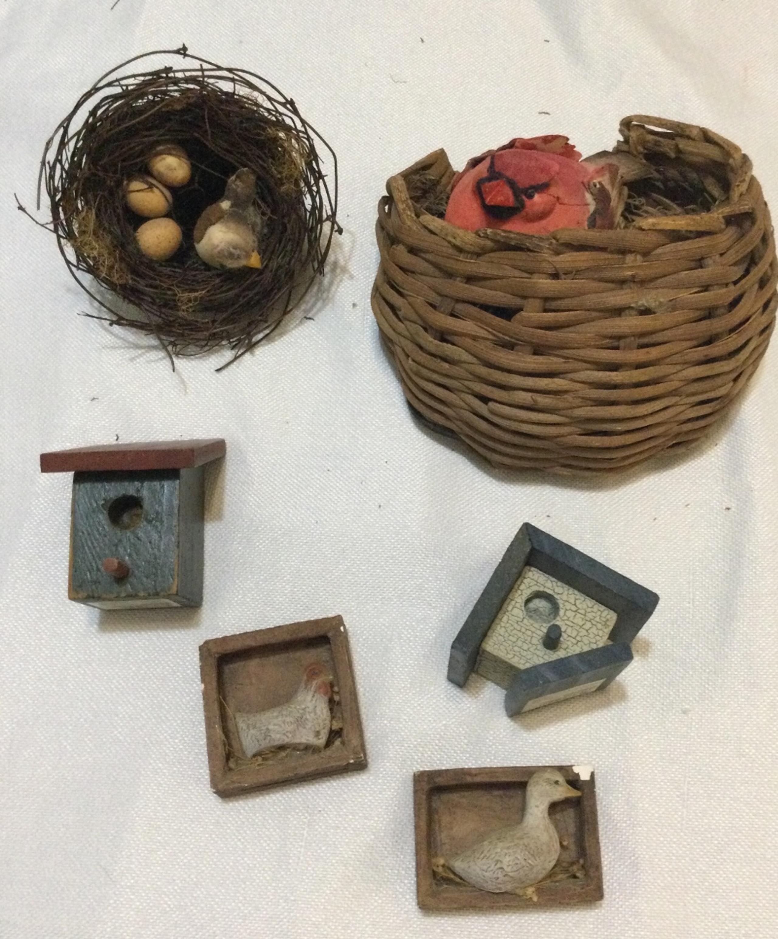 7 pc Home Interior Bird, nest, houses collection vintage - Home Interiors