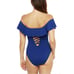 La Blanca Tummy Control Ruffle Off Shoulder One Piece Swim Womens 4 Blue Island