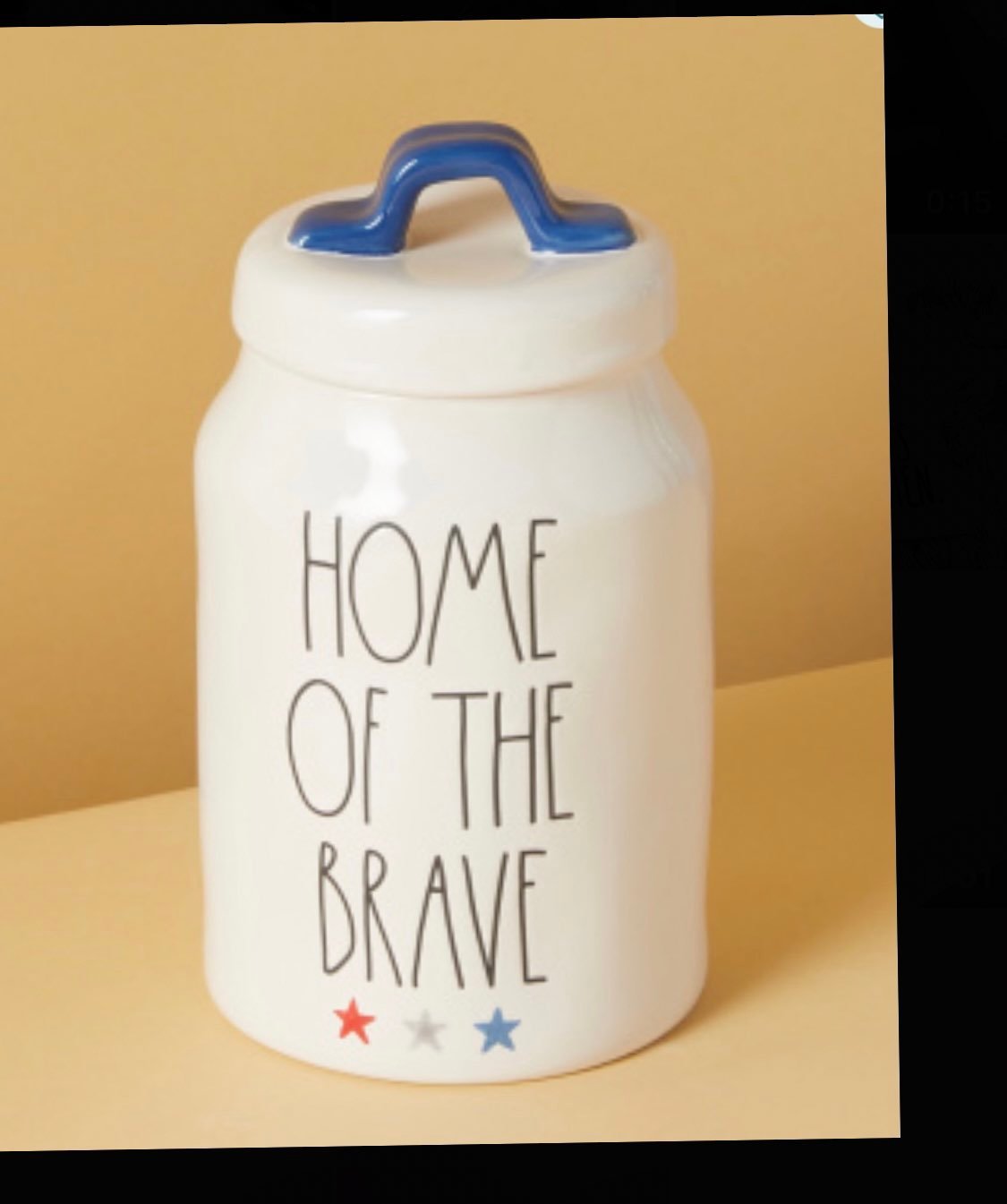 Rae Dunn Home of the Brave Canister with Watercolor Stars