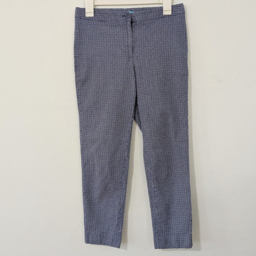J. McLaughlin Dock Crop Pants Ankle Length Stretch Polka Dot Blue White 6
