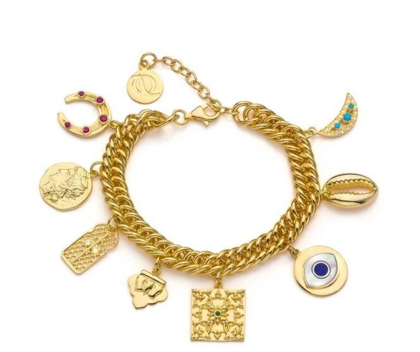 Gold plated charm bracelet