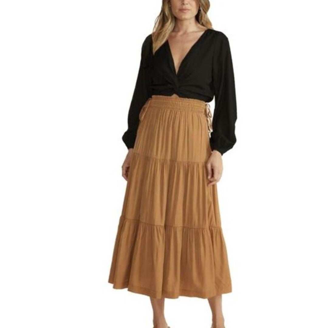 (B38) MINKPINK Harper Twist Blouse, Black, Size XL, NWT