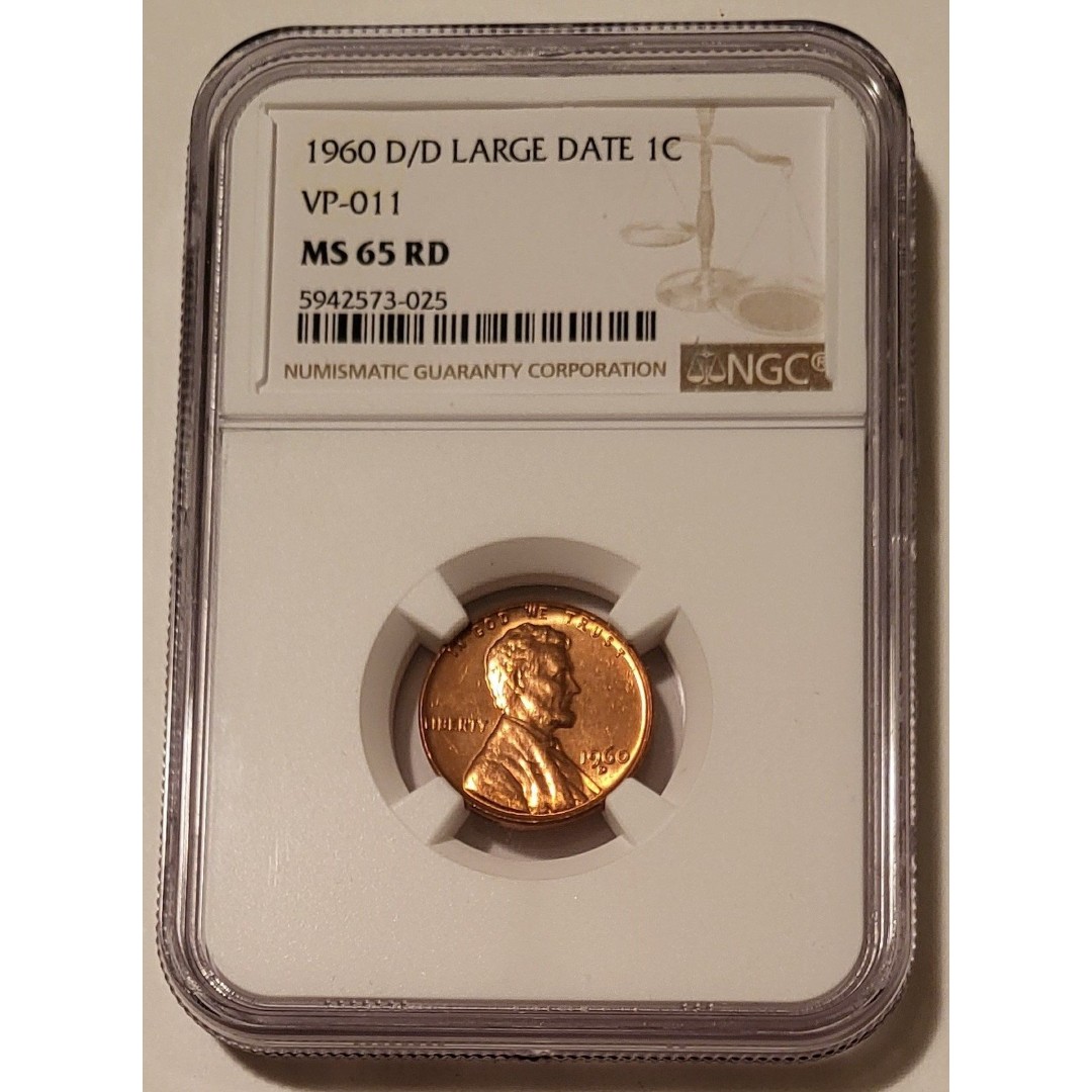 1960 D/D Lincoln Memorial Cent Large Date Rpm VP-011 MS65 RED NGC