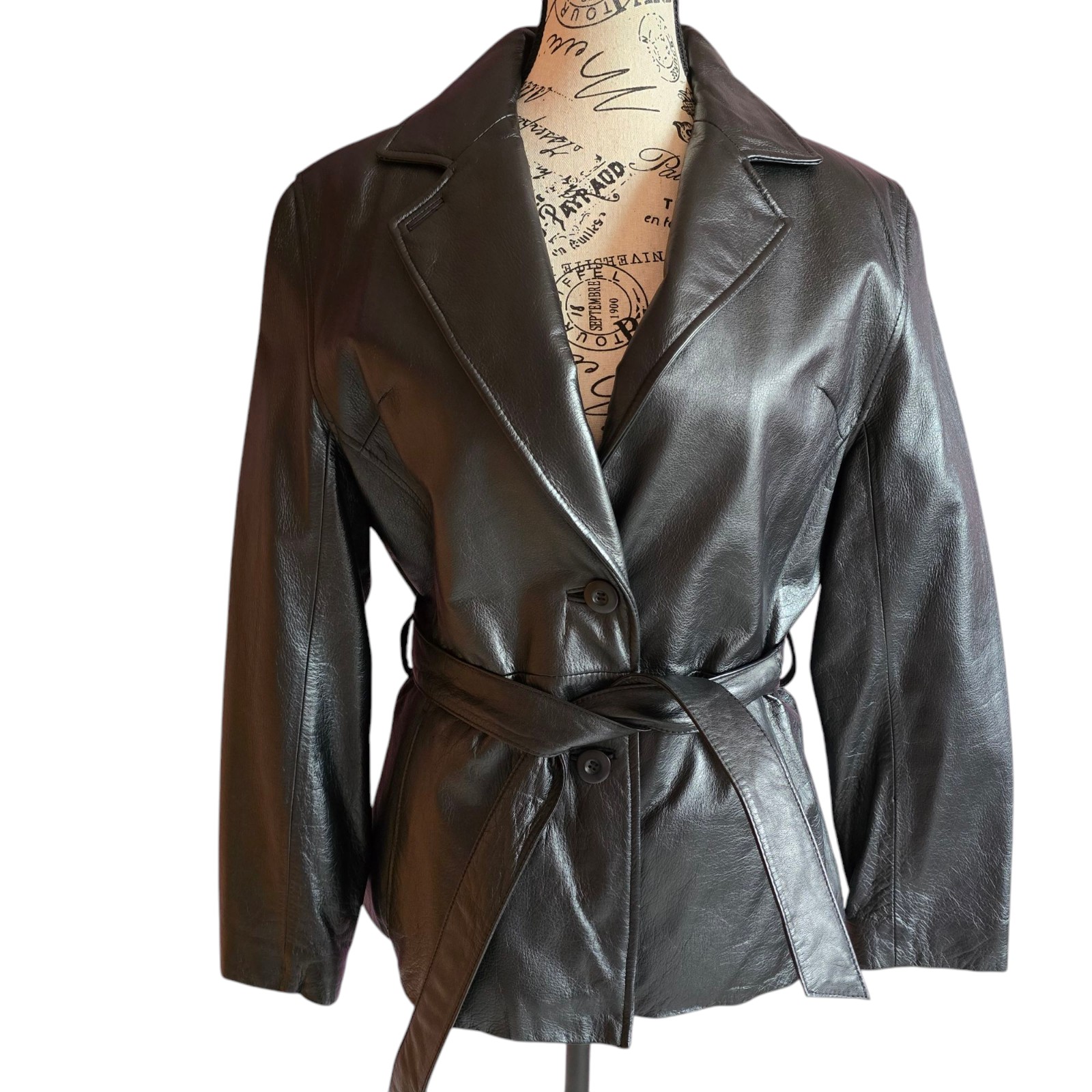 NWT Wilson's leather belted buttons black pockets insulation classic jacket