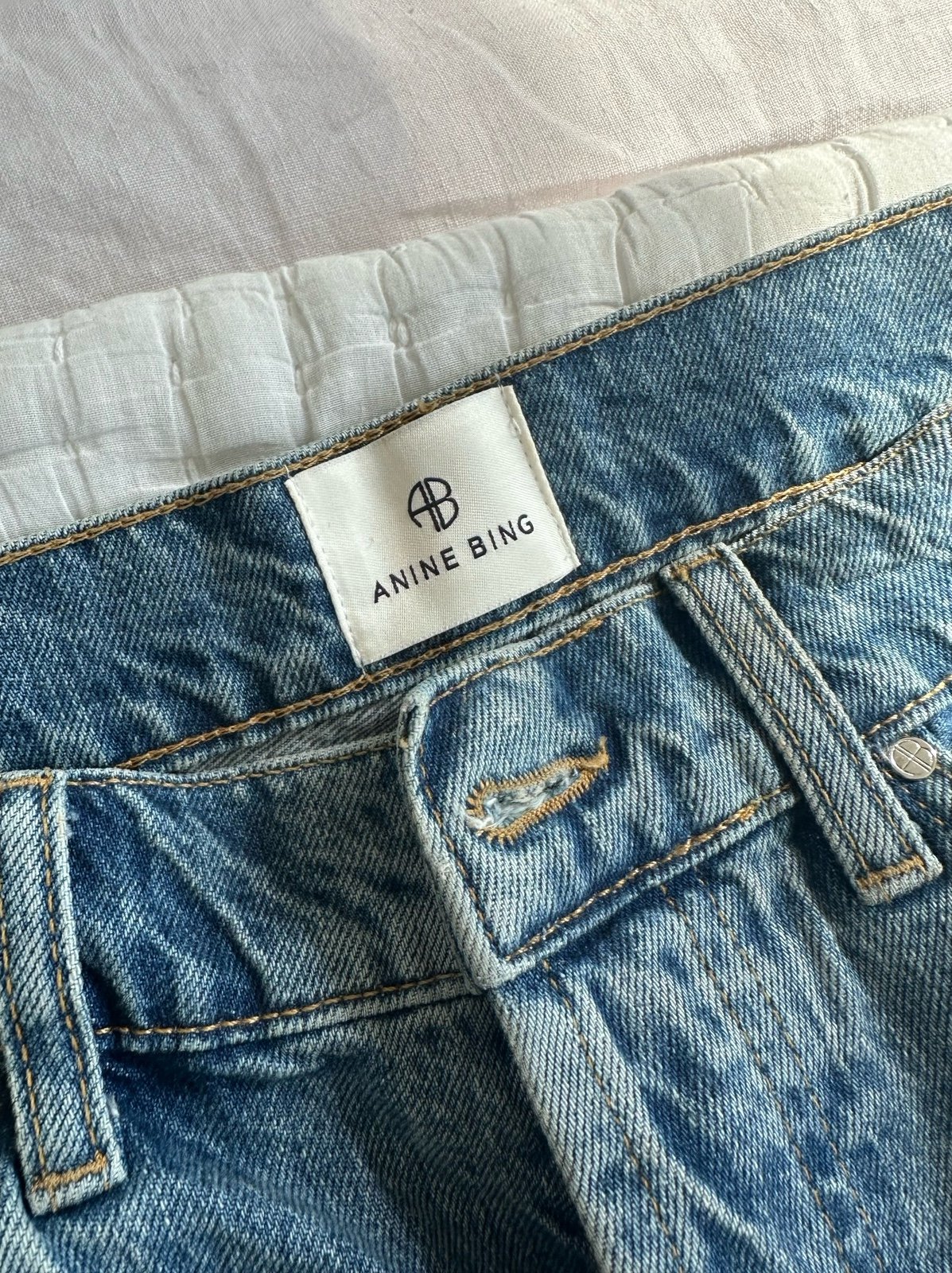 Anine bing 90s mid rise denim shorts