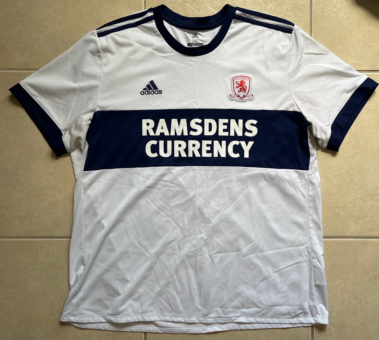 ADIDAS MEN'S FC MIDDLESBROUGH 2017/2018 AWAY SOCCER FOOTBALL SHIRT JERSEY SZ 2XL