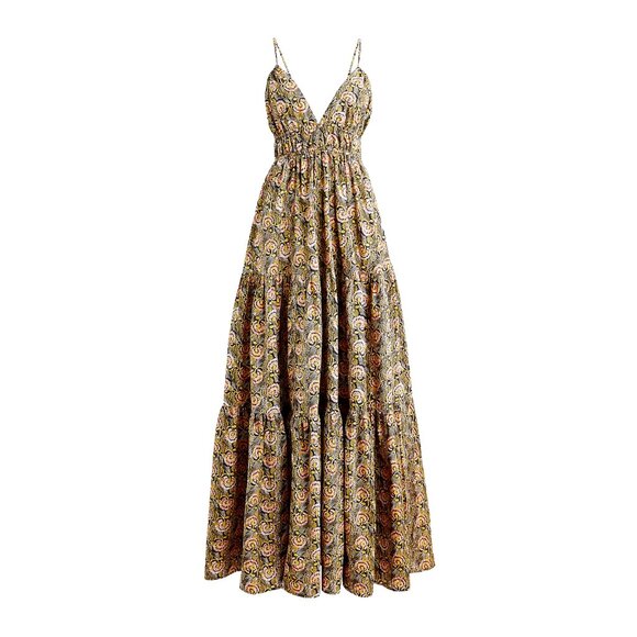 NWT J.Crew Collection Oahu V-neck Tiered Maxi in Dandelion Swirl Tank Dress XS