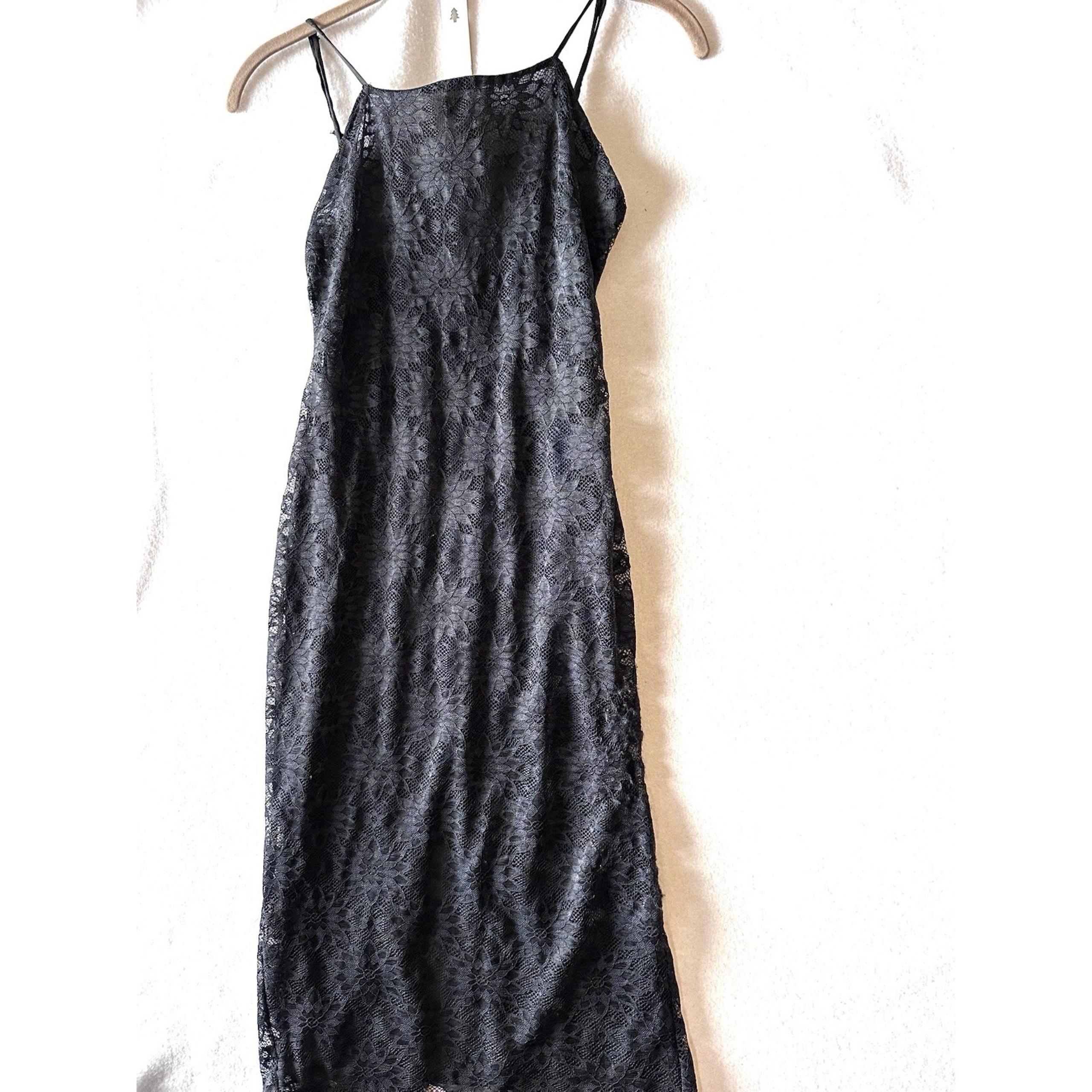 URBAN OUTFITTERS Out From Under XS Floral Lace Slip Dress Lingerie Mesh Black