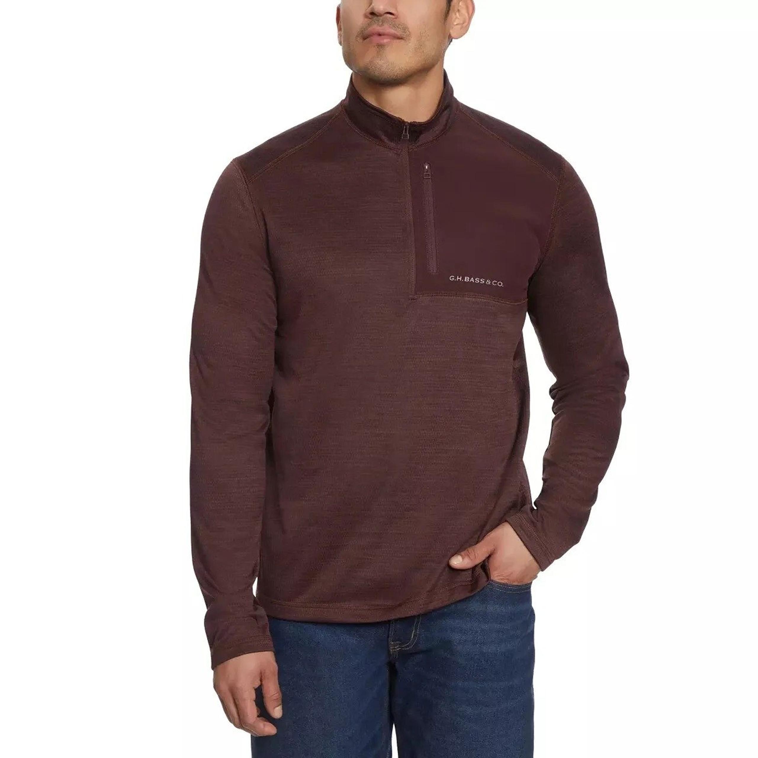 G.H. Bass Men's Quarter Zip Fleece Top, Red, Size XX-Large