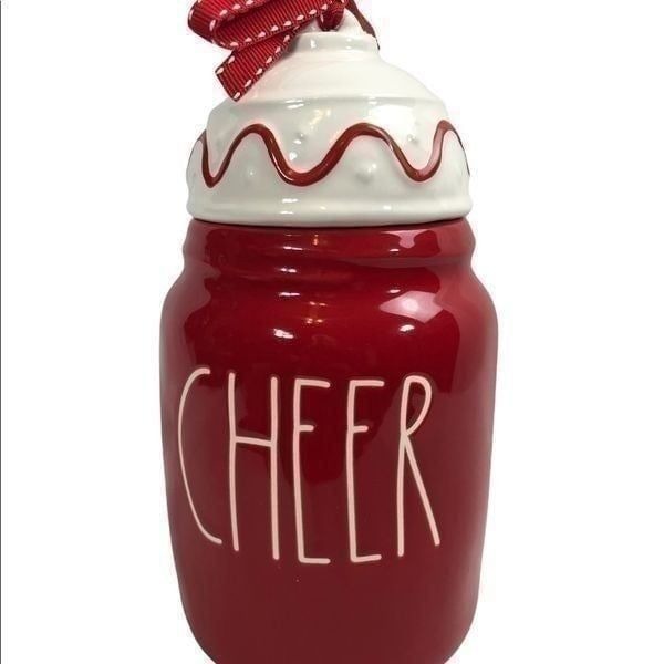 Rae Dunn ceramic red baby Christmas ornament canister