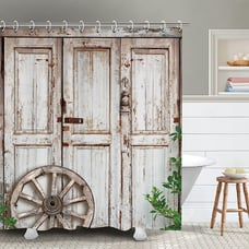 Farmhouse Rustic Shower Curtain for Bathroom Barn Door Wood Style Decor