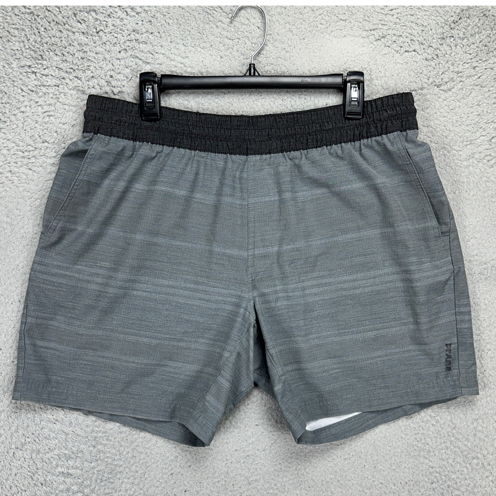 Prana Activewear Shorts Mens XL Grey Drawstring Stretch Elastic Waist Pull On