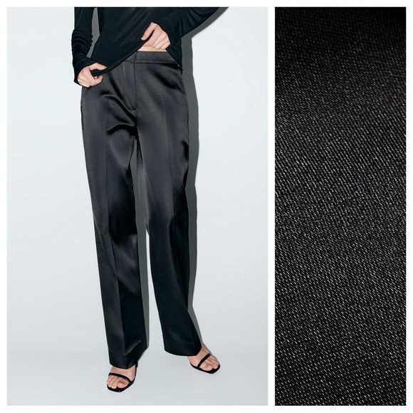 NWT. Zara ZW Collection Heavyweight Satin Effect Pants/Trousers. Size M.