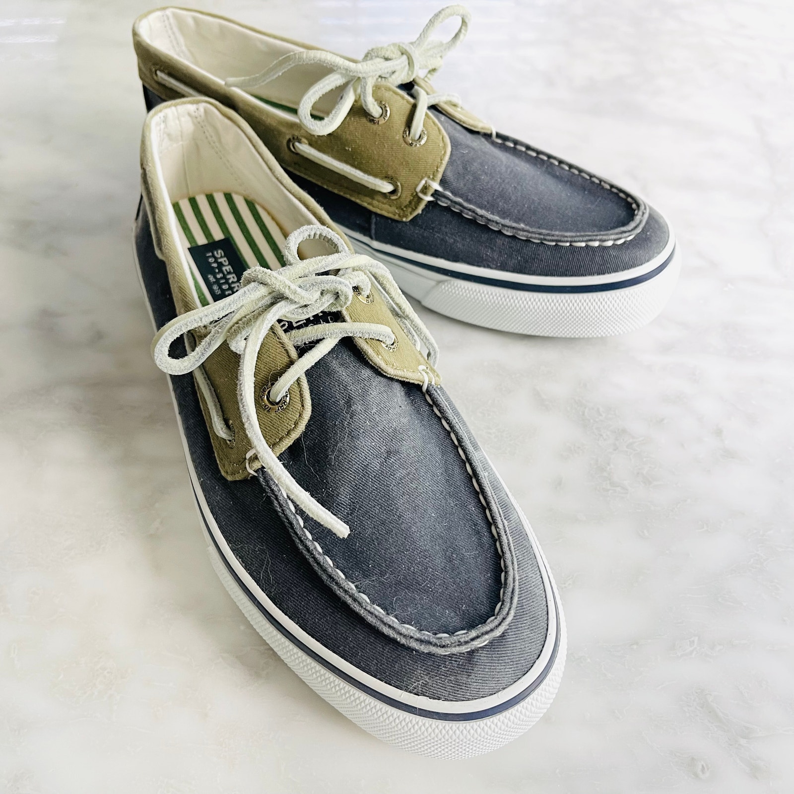 Sperry Top Sider Canvas Boat Shoes 8.5 Blue Green New w/o Box #112-CH241