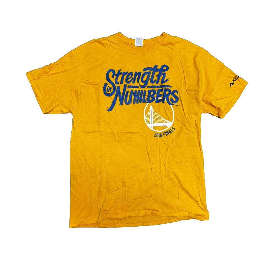 Golden State Warriors NBA Finals 2016 T-Shirt Men’s XL Player Signatures Yellow