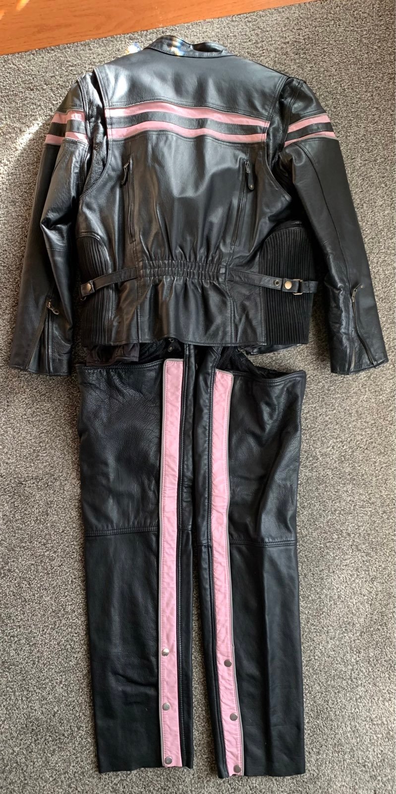 Women's Leather Motorcycle Jacket and Chaps