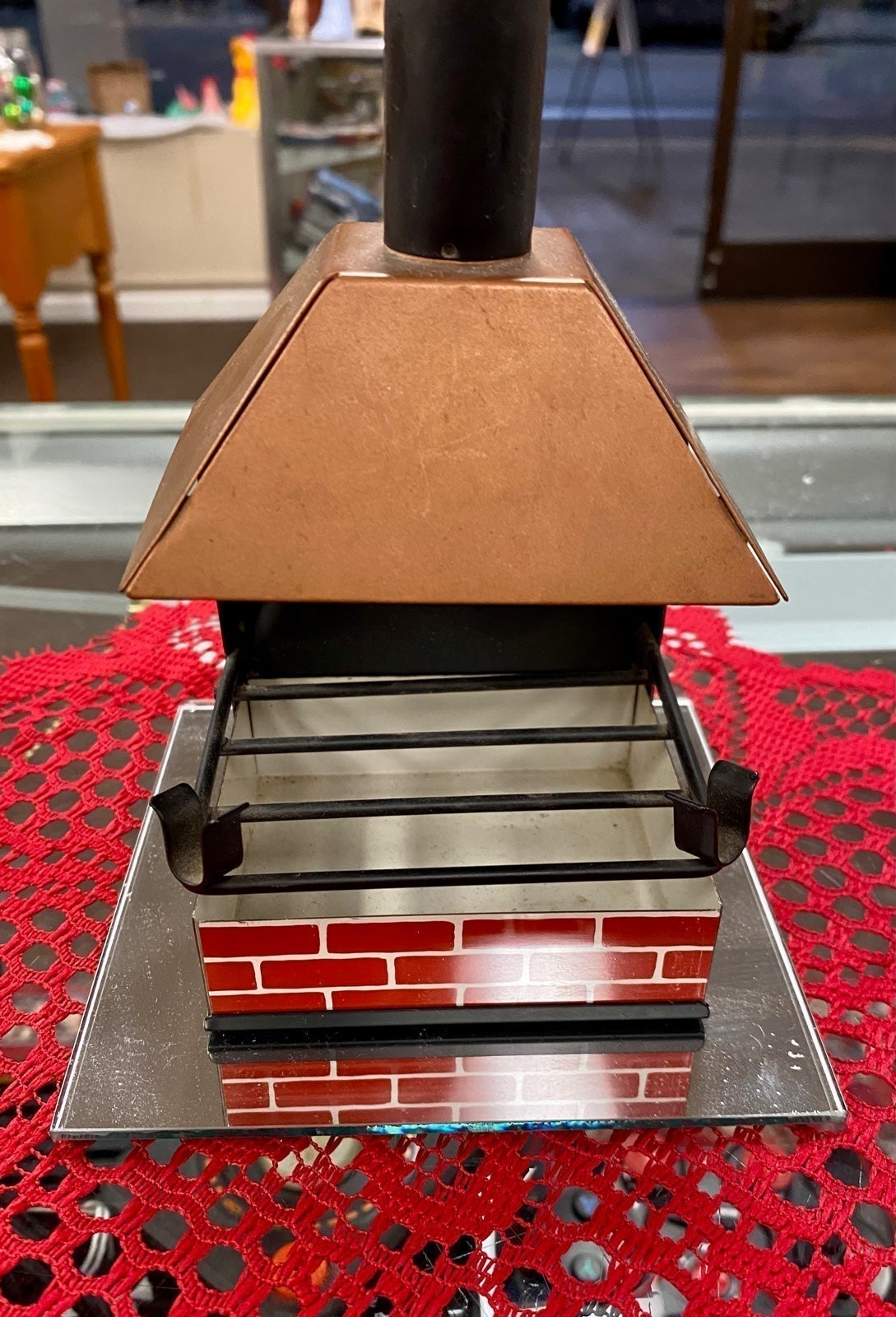 50’s RARE Smoking Fireplace Ashtray with Cigarette Holder MCM Chimney