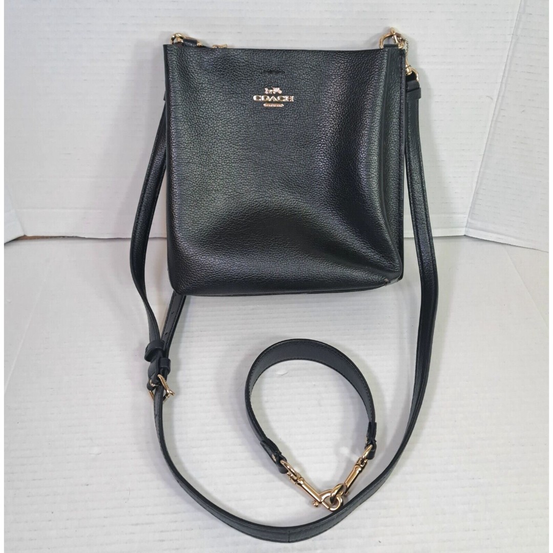 Coach Town Mollie Bucket Bag Black Leather 2way Shoulder Handbag Purse Hand