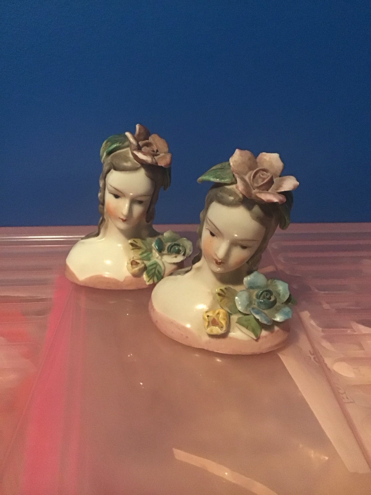 Antique MIK hand painted porcelain busts