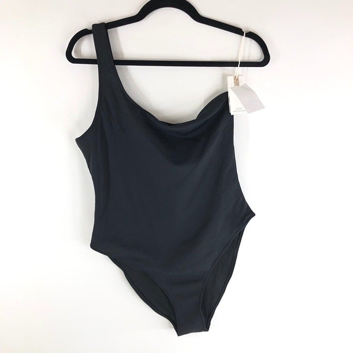 Good American Good Compression Hot Shoulder One-Piece Swimsuit Black 1 US S