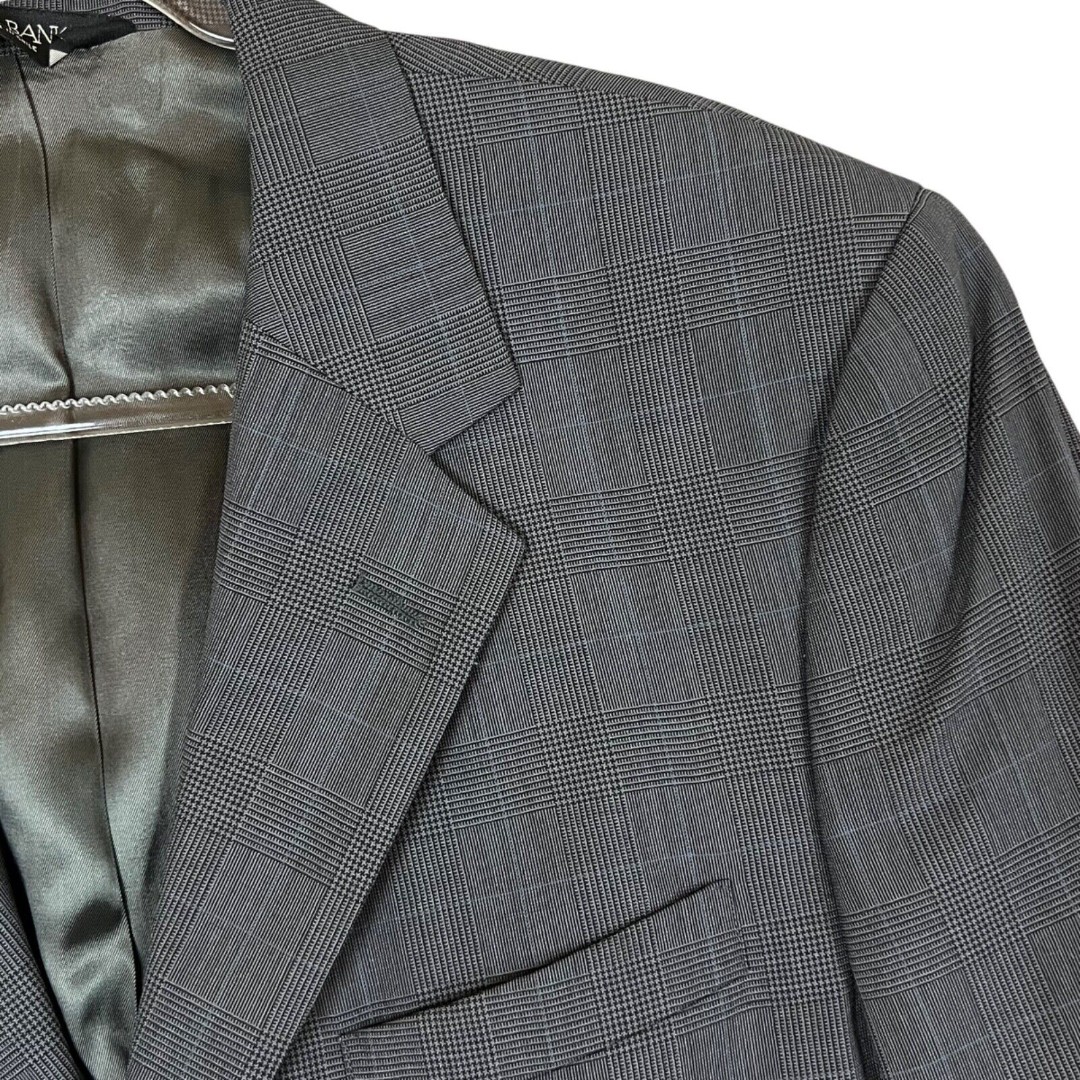 Jos A Bank 42L Wool Blazer Jacket Gray & Blue Check 3 Button Single Vent