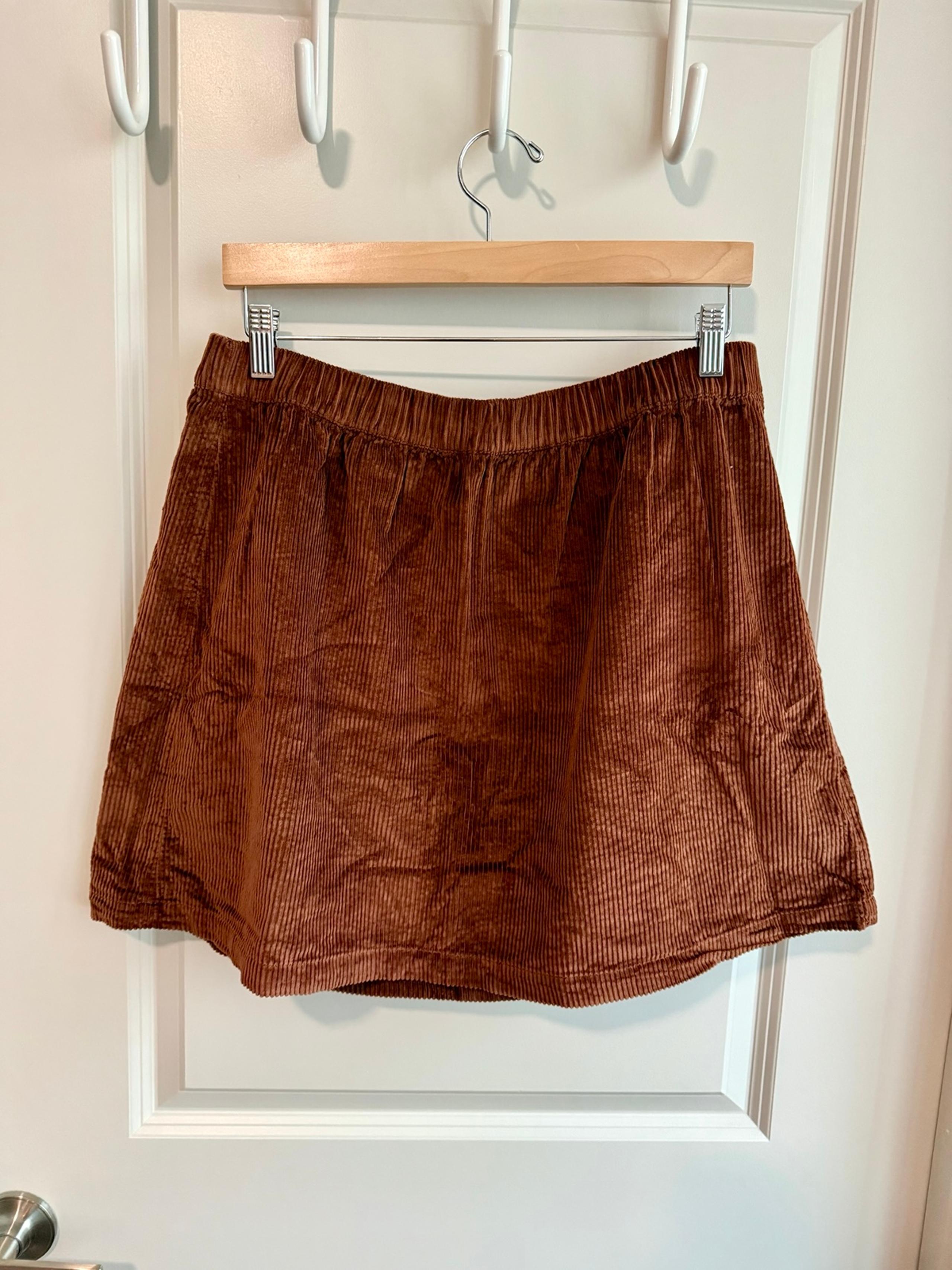 American Eagle Brown Corduroy Mini Skirt, Size XL Long