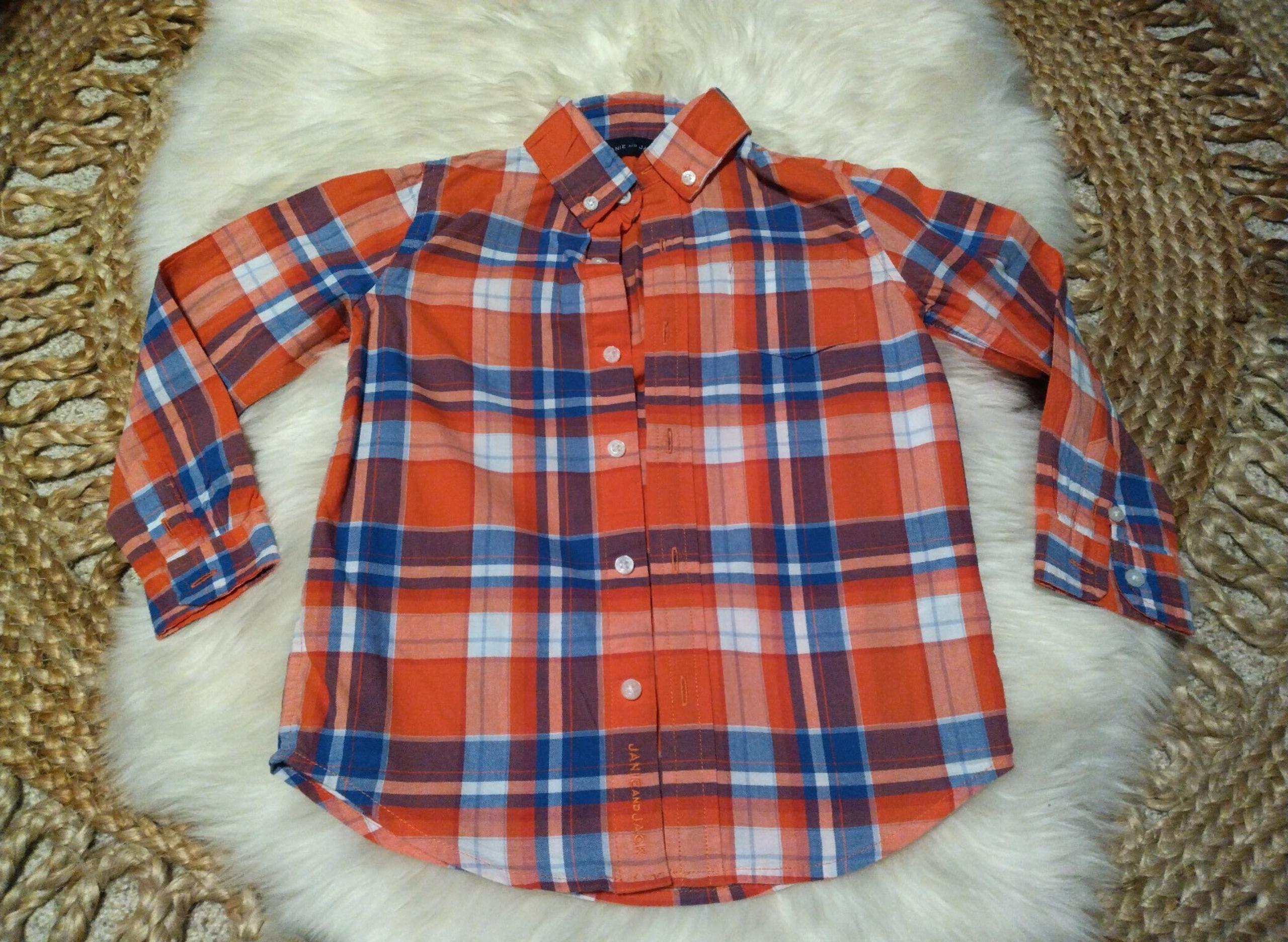 Janie and Jack long sleeve button down plaid shirt Size 4