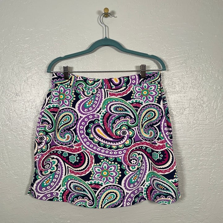 Peter Millar Women M Purple White Paisley Golf Skort Element Wicking UPF 50