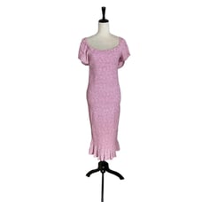 Ripe Selma Shirred Maternity Below Knee Dress Pink