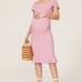Ripe Selma Shirred Maternity Below Knee Dress Pink