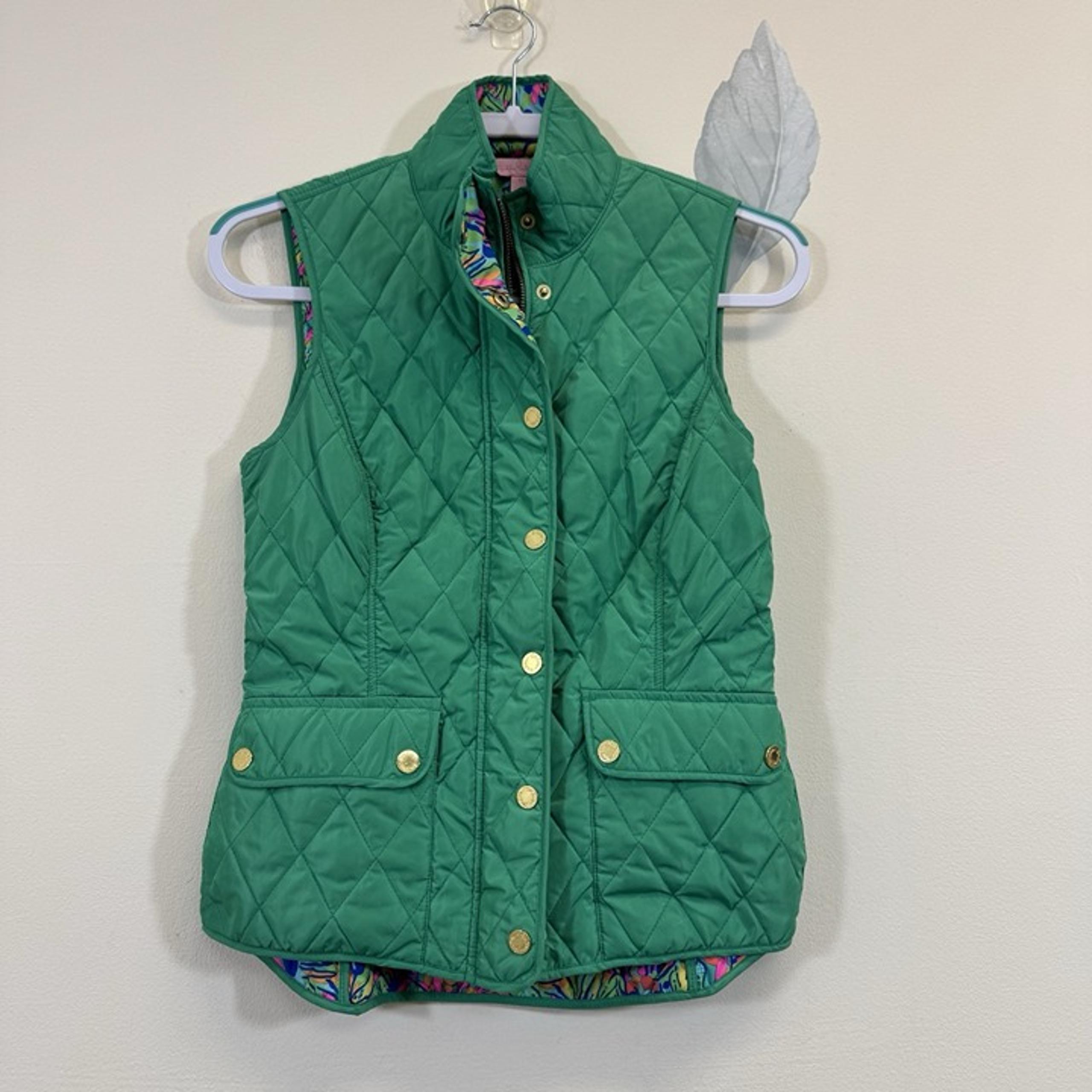 Lilly Pulitzer Women’s Getaway Quilted Vest Size XS Jade Green Hot Spot